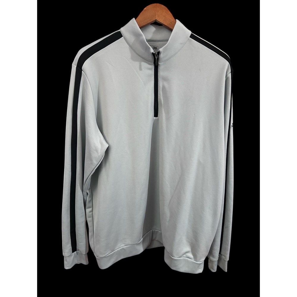 Adidas Golf Mens Light Gray Quarter Zip Long Sleeve Pullover Sweater Size L